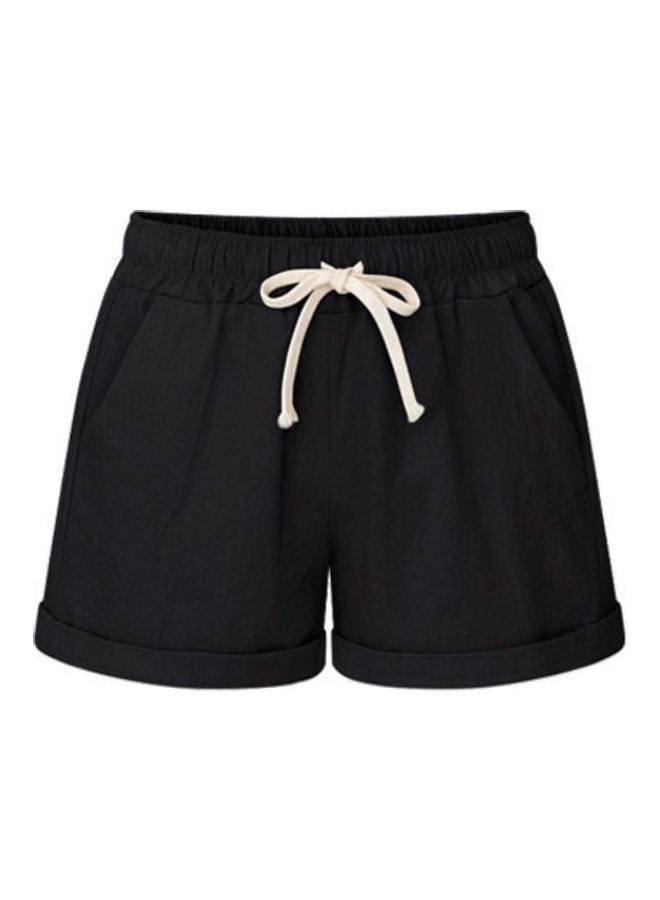 Plus Size Casual Drawstring Shorts Loose Hot Pant Black 