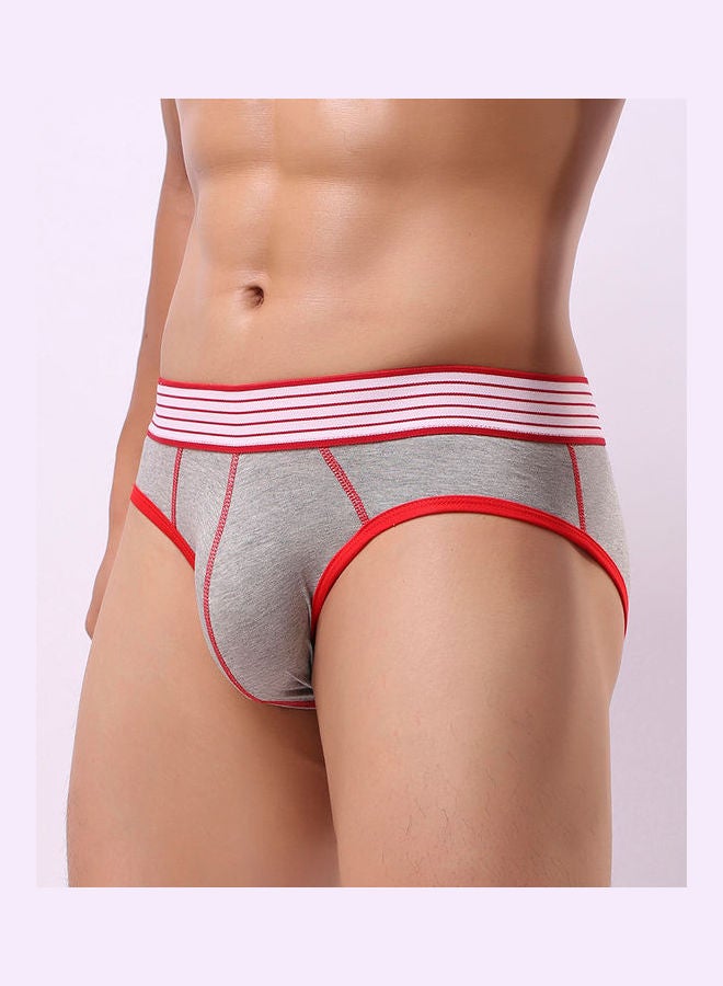 Elastic Low Waist Underwear with Bulge Pouch Grey  - Image 3