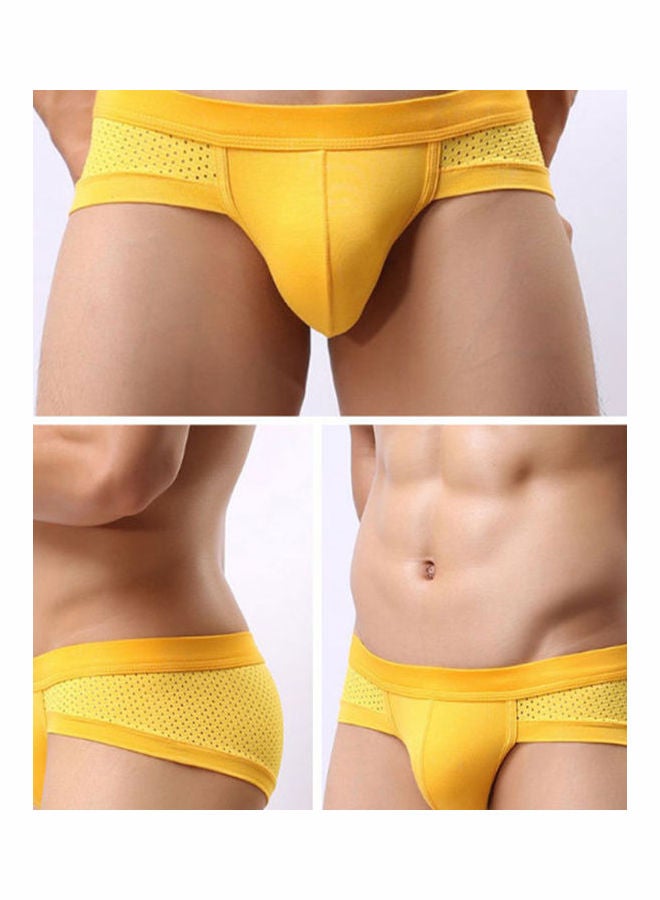 Mesh Breathable Cotton Underwear Yellow  - Image 2
