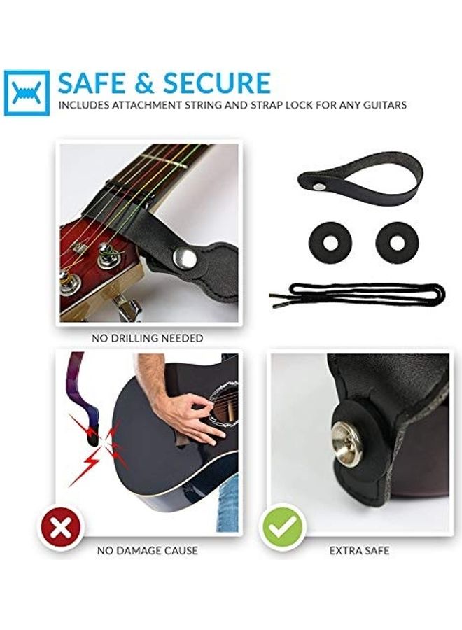 5-Piece Embroidered Guitar Strap With Extra Attachment Strings Set