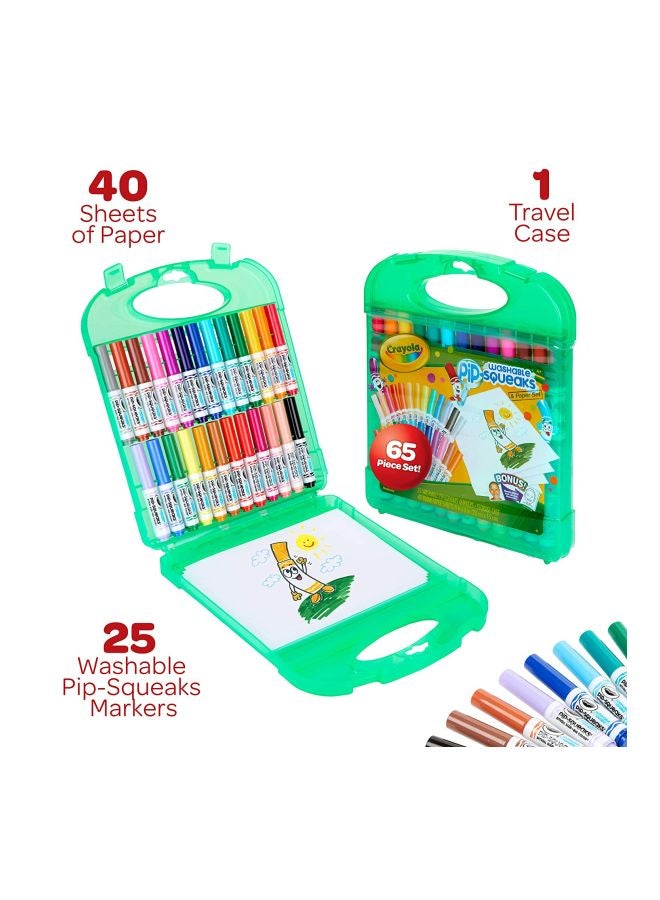 Crayola 65 Piece Pip Washable Squeaks Markers And Paper Kit With Storage Case 23.7x23.7x3.2cm - Image 4