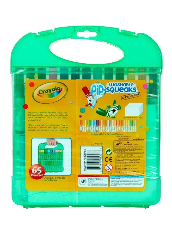Crayola 65 Piece Pip Washable Squeaks Markers And Paper Kit With Storage Case 23.7x23.7x3.2cm - Image 5