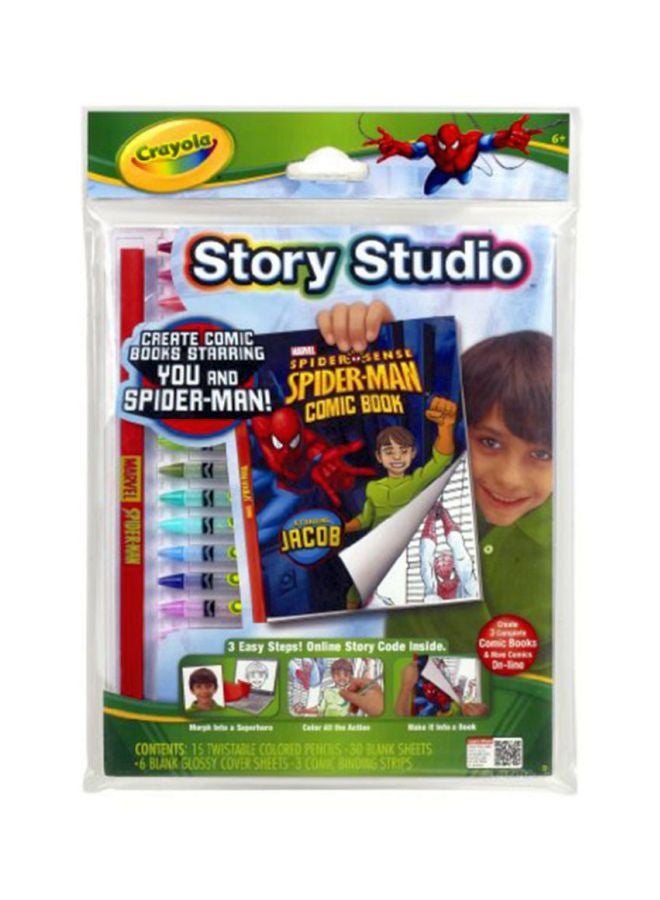 Crayola - Story Studio Spider-Man Comic Book Blue/Red/Green - Image 1