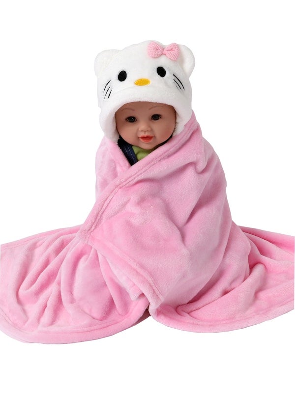 Cartoon Hoodie Soft Skin-Friendly Baby's Swaddling Blanket - Image 2