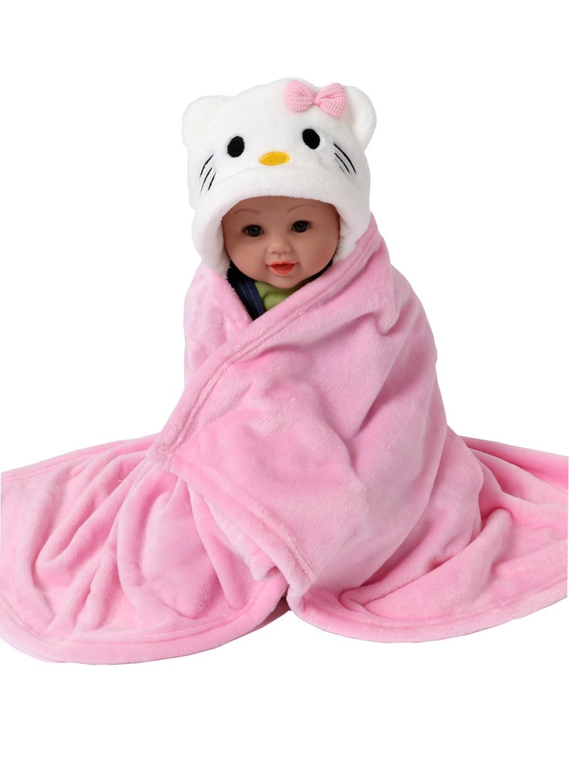 Cartoon Hoodie Soft Skin-Friendly Baby's Swaddling Blanket - Image 1