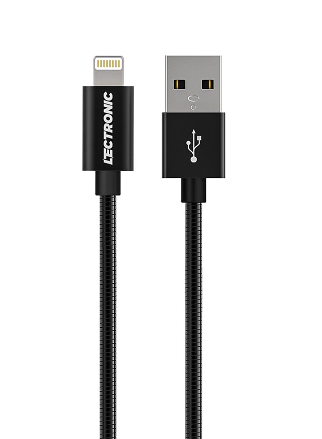 ليكترونيك كابل معدني فاخر للتحويل من Lightning إلى USB مصنّع خصيصاً لمنتجات أبل أسود - Image 3