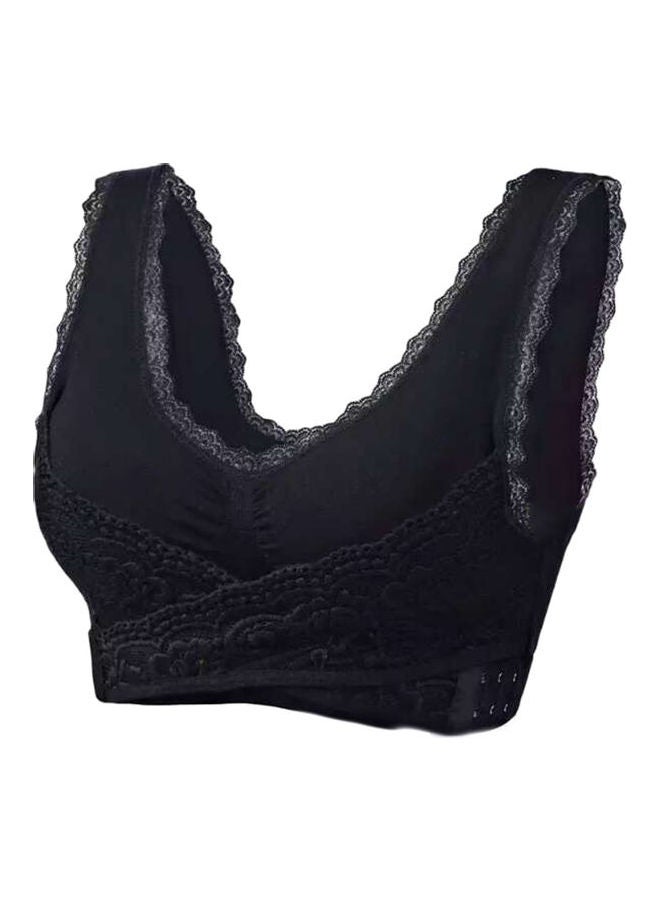 Seamless Cross Anti-Sagging Sports Bra Black 