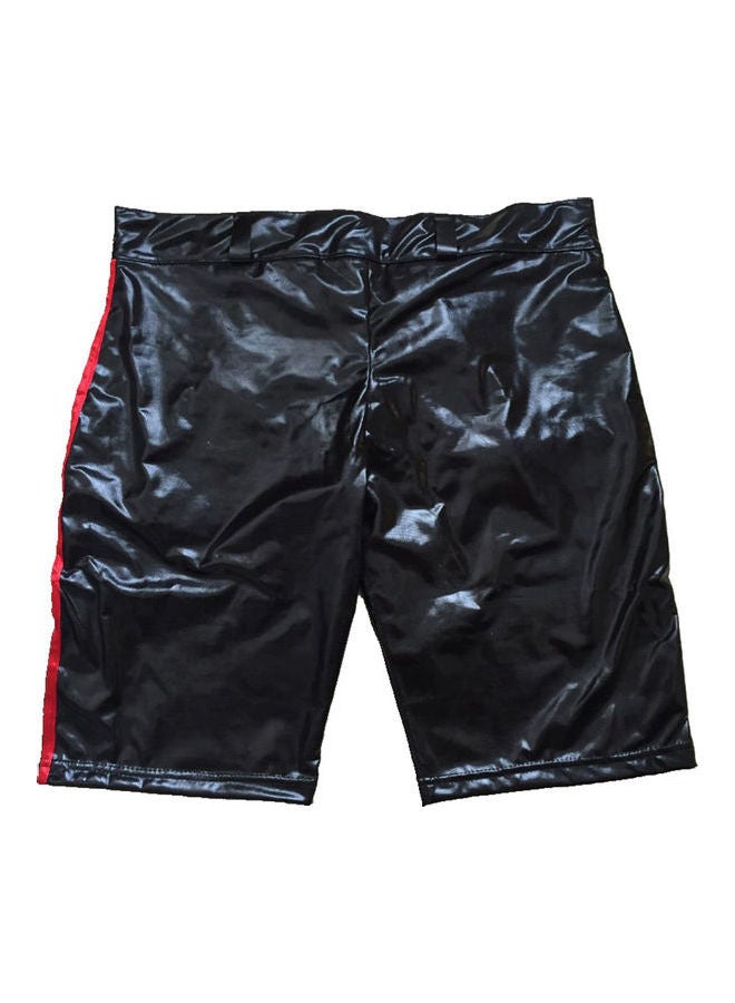 Men's Patent Leather Zipper Tight Shorts Black  - Image 2