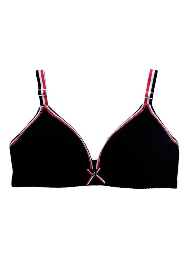 Bowknot Striped Padded Bra Black