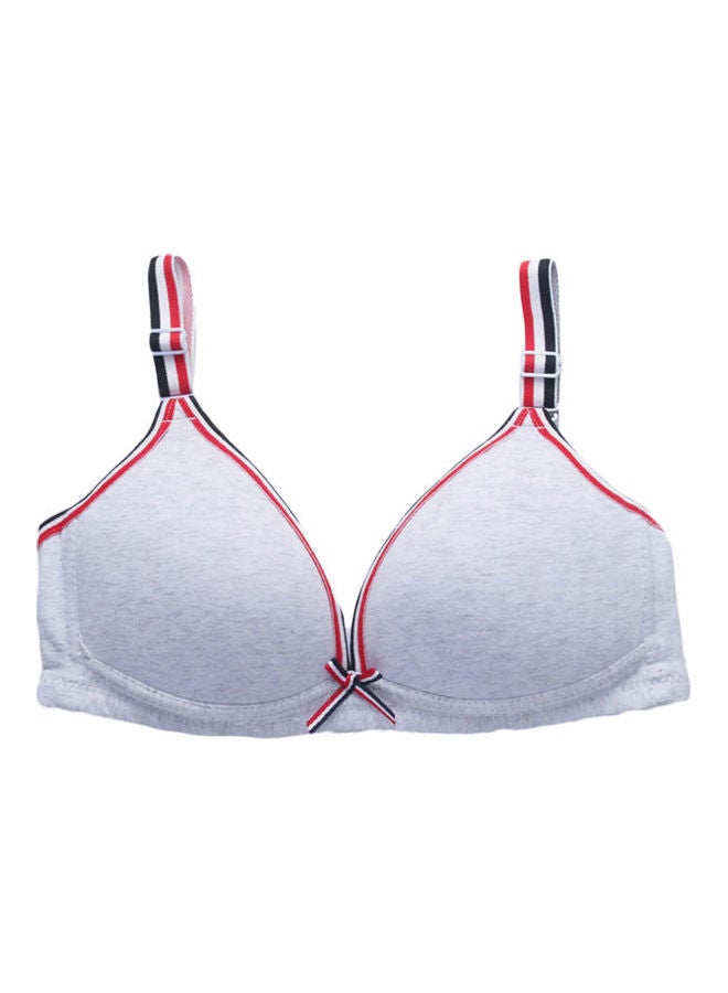 Bowknot Striped Padded Bra Grey