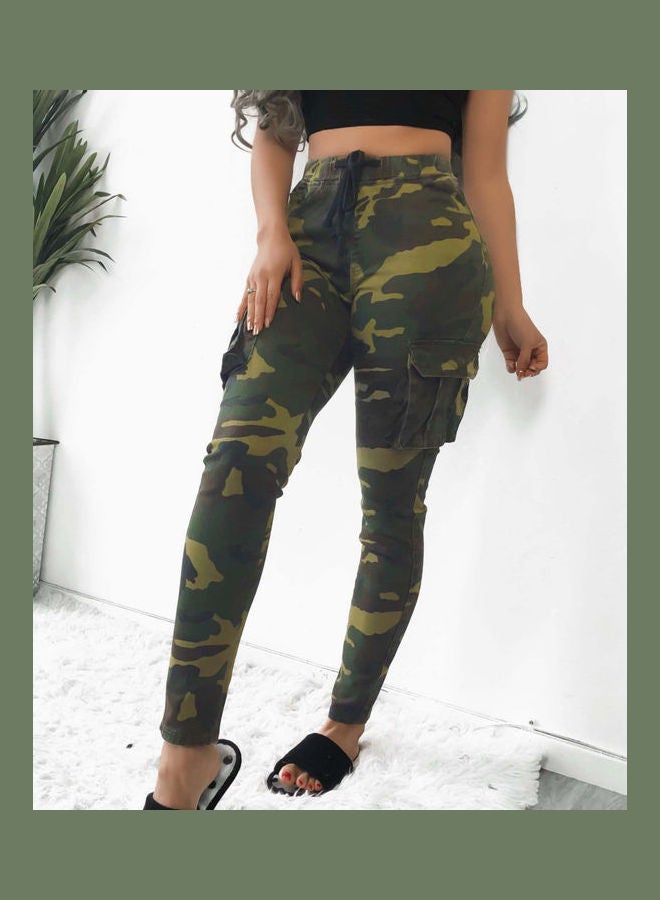 Camouflage Printed Drawstring Trouser Army Green - Image 2