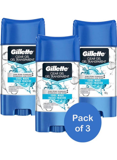 Pack Of 3 Cool Wave Clear Gel Deodorant 108grams