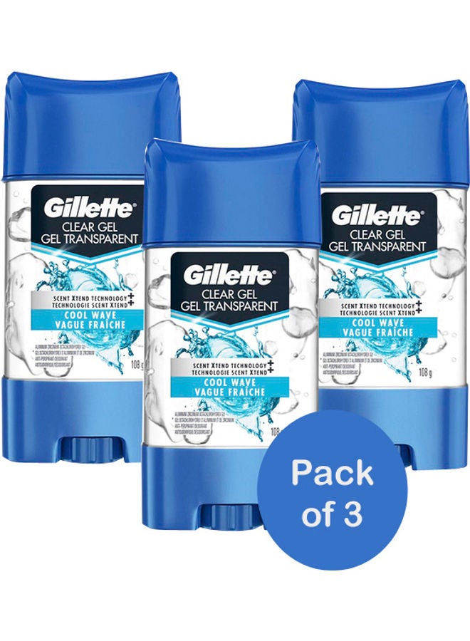 Pack Of 3 Cool Wave Clear Gel Deodorant 108grams