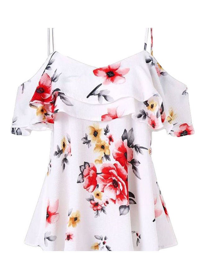 Floral Printed Blouse White/Red/Yellow