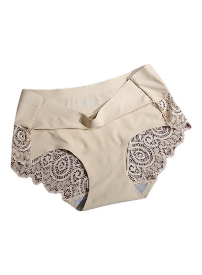 Lace Detail Seamless Panty Beige 