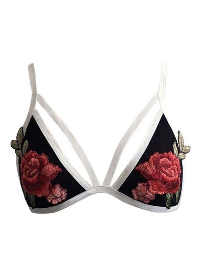 Floral Embroidered Bra Black 
