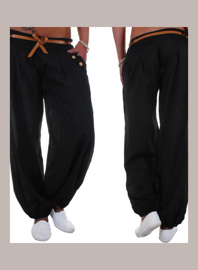 High Waist Belted Long Trousers Sapphire Blue - Image 2
