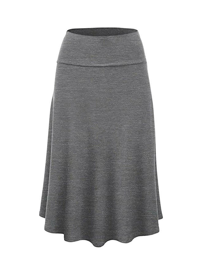 Generic - Flare Hem High Waist Midi Skirt Grey - Image 1