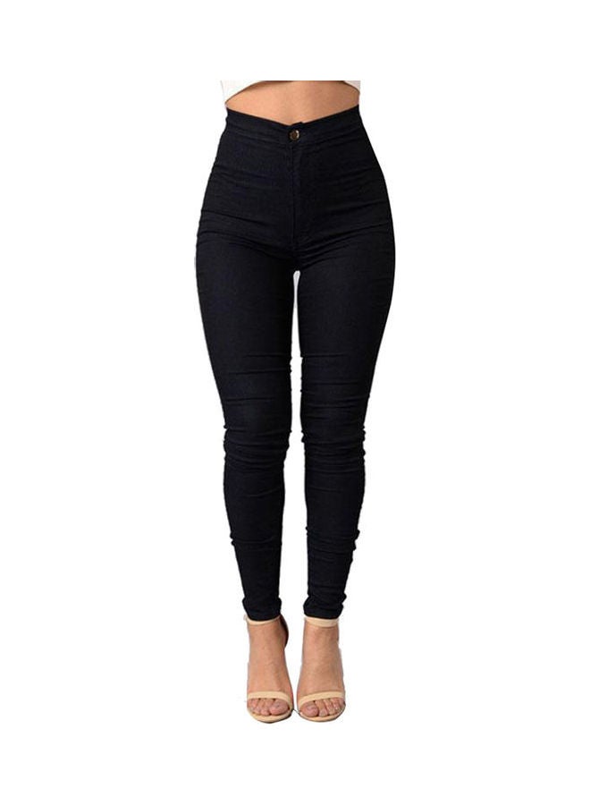 Solid High Rise Jeans Black 