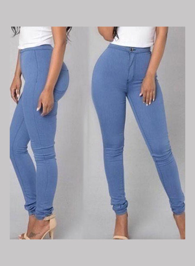 Solid High Rise Jeans Light Blue - Image 2