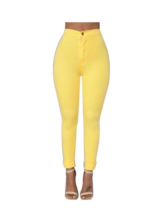 Solid High Rise Jeans Yellow - Image 1