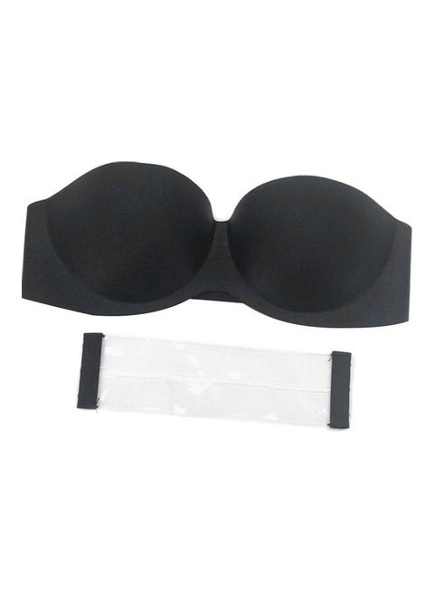 Solid Non Padded Bra With Invisible Strap Black