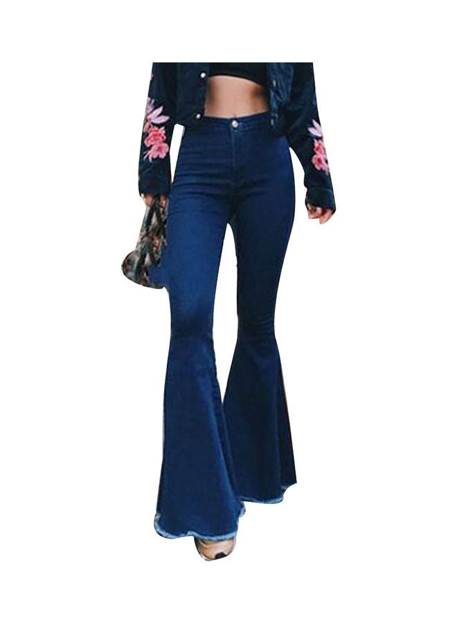 Solid High Rise Jeans Dark Blue - Image 1