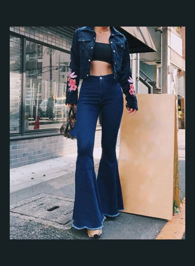 Solid High Rise Jeans Dark Blue - Image 2