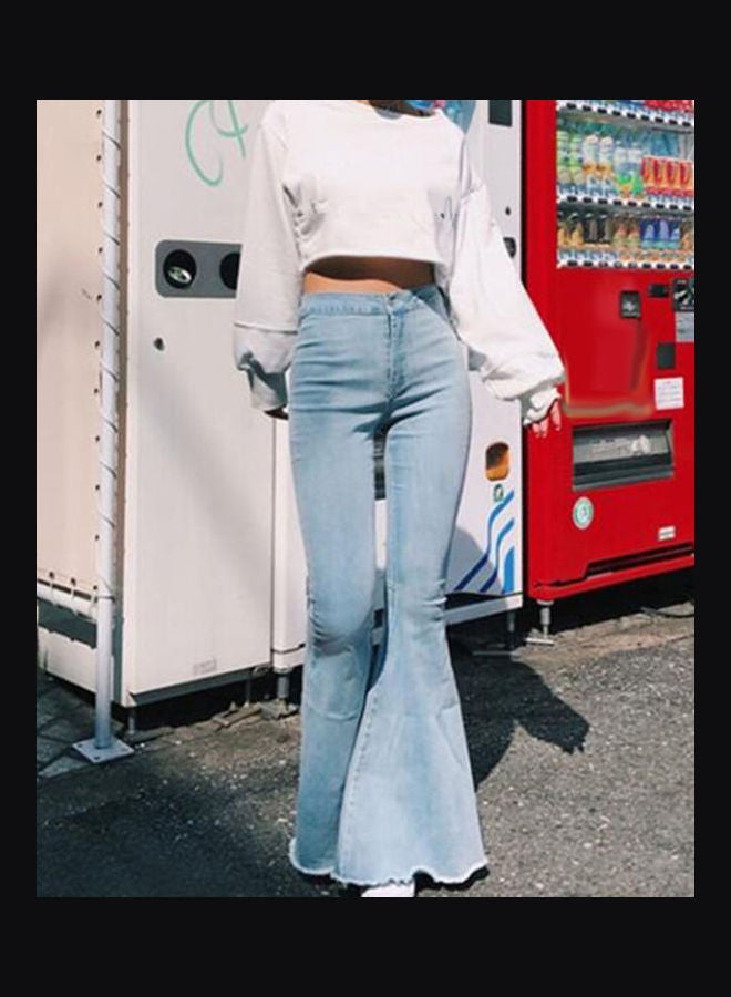 Solid High Rise Jeans Light Blue - Image 2
