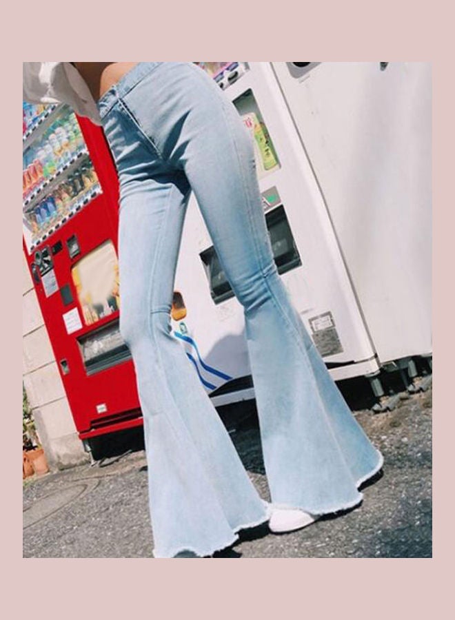 Solid High Rise Jeans Light Blue - Image 3