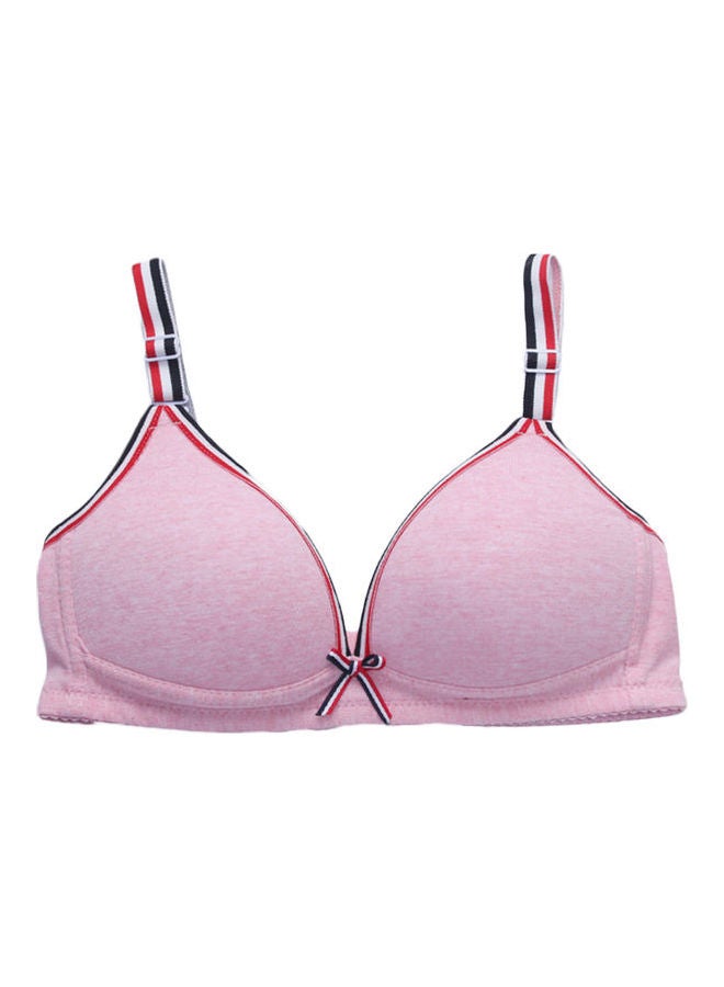 Bowknot Striped Padded Bra Pink