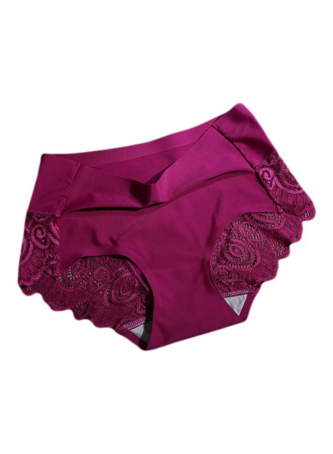 Lace Detail Seamless Panty Wine Red 
