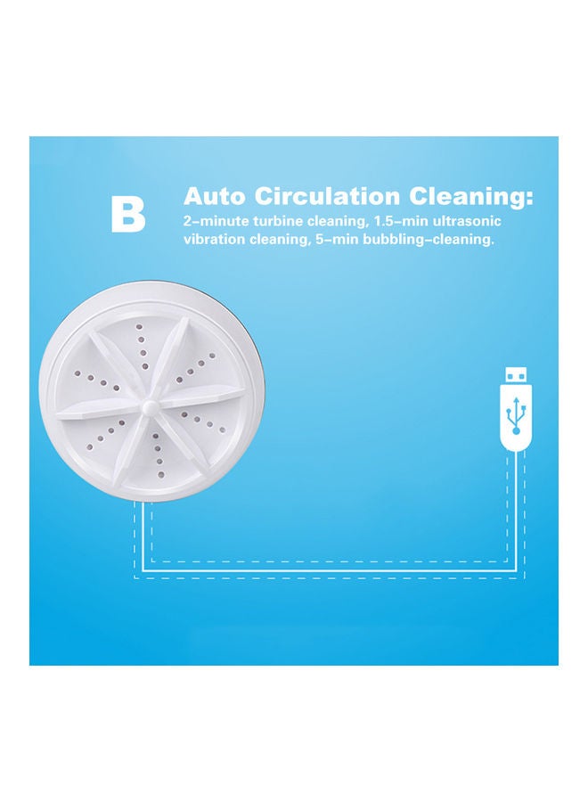 Mini USB Ultrasonic Washing Machine White 16.50 x 6 x 13cm - Image 2