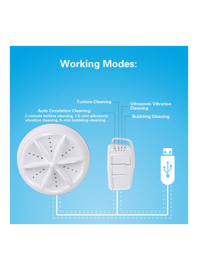 Mini USB Ultrasonic Washing Machine White 16.50 x 6 x 13cm - Image 3