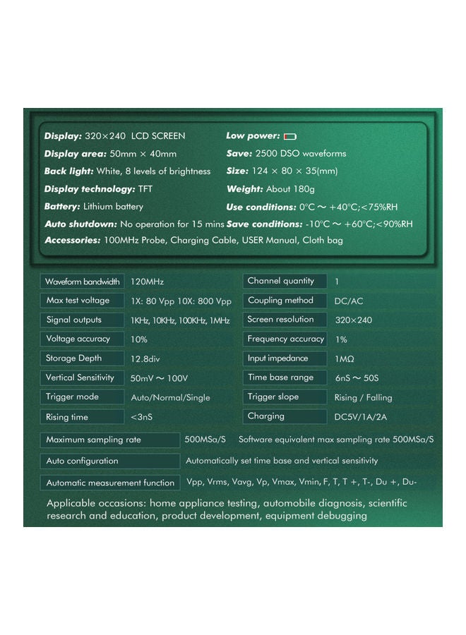 KKmoon DS0120M 320x240 TFT Colour Screen Digital Oscilloscope Multicolour 19 x 4.50 x 14cm  - Image 2