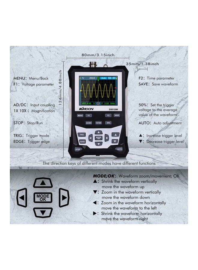 KKmoon DS0120M 320x240 TFT Colour Screen Digital Oscilloscope Multicolour 19 x 4.50 x 14cm  - Image 3