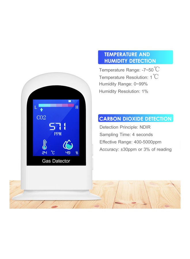 Rechargeable Carbon Dioxide Detector White - Image 2