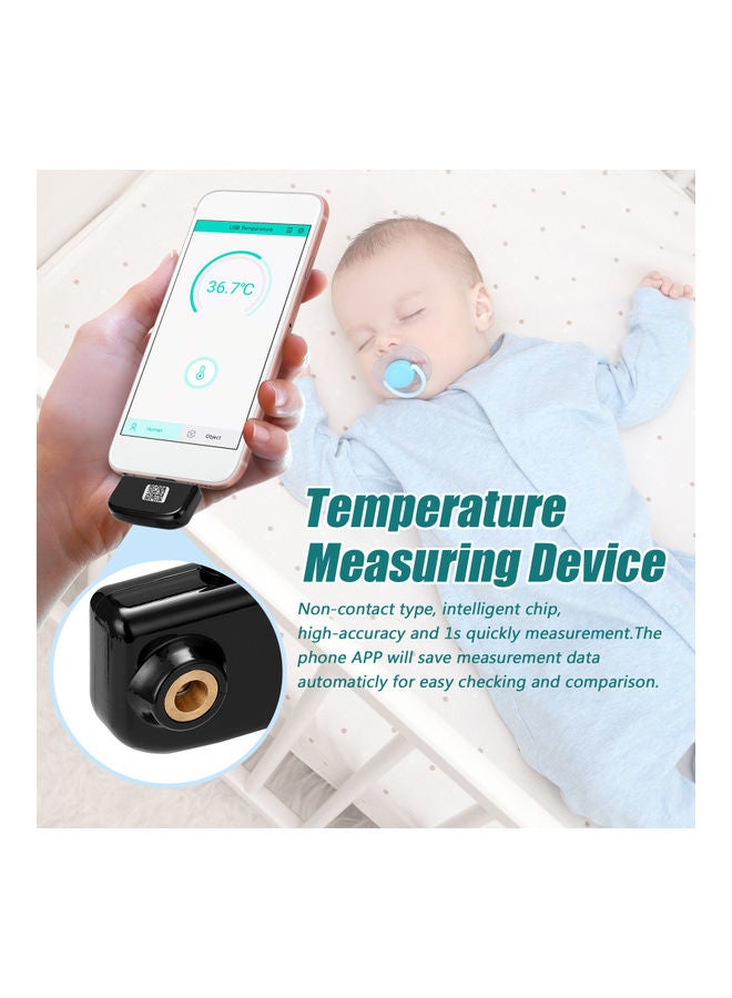 Mini Intelligent Non-Contact Type Infrared USB Thermometer Black 10 x 5 x 10cm