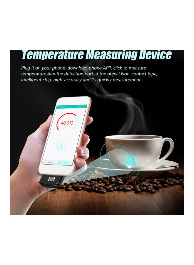 Mini Intelligent Non-Contact Type Infrared USB Thermometer Black 10 x 5 x 10cm