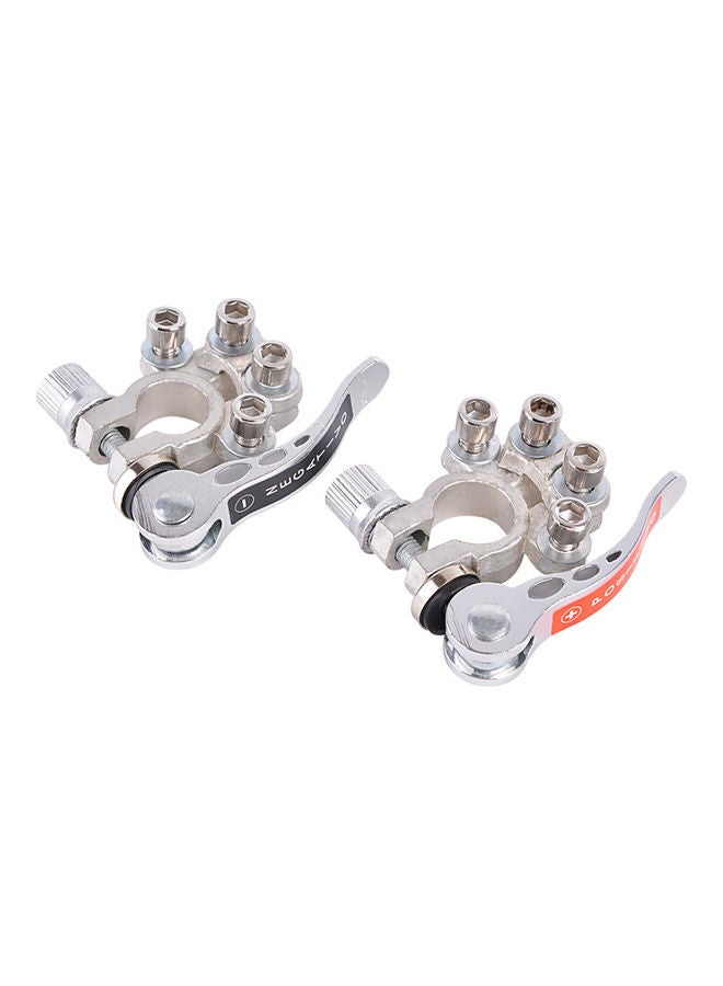 طقم موصلات طرفية للبطارية مكون من قطعتين فضي 10 x 5سم