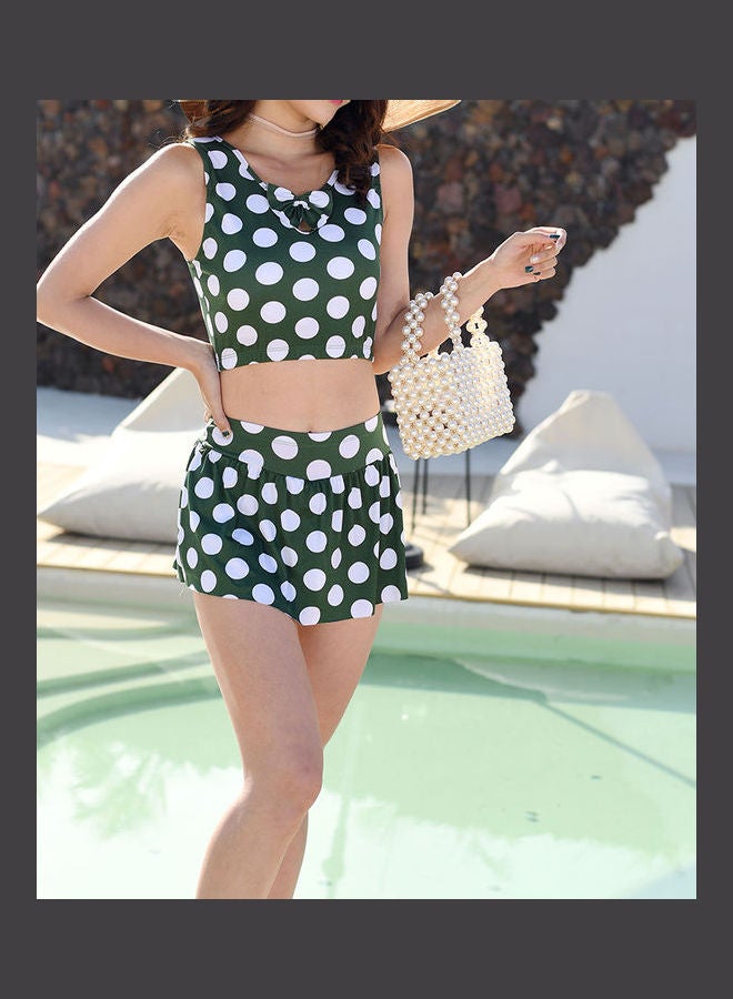 2-Piece Tops And Skirt Suit Green - Image 3