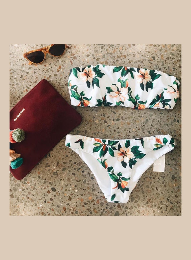 2-Piece Flower Print Swim Bikini Set Multicolour