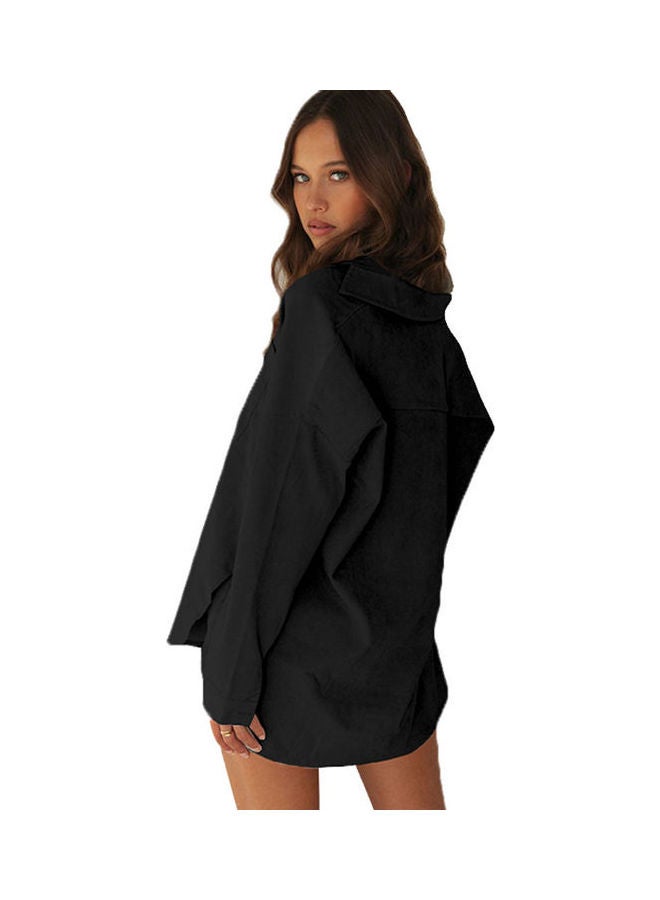 Front Pocket Detail Loose Shirt Black - Image 2