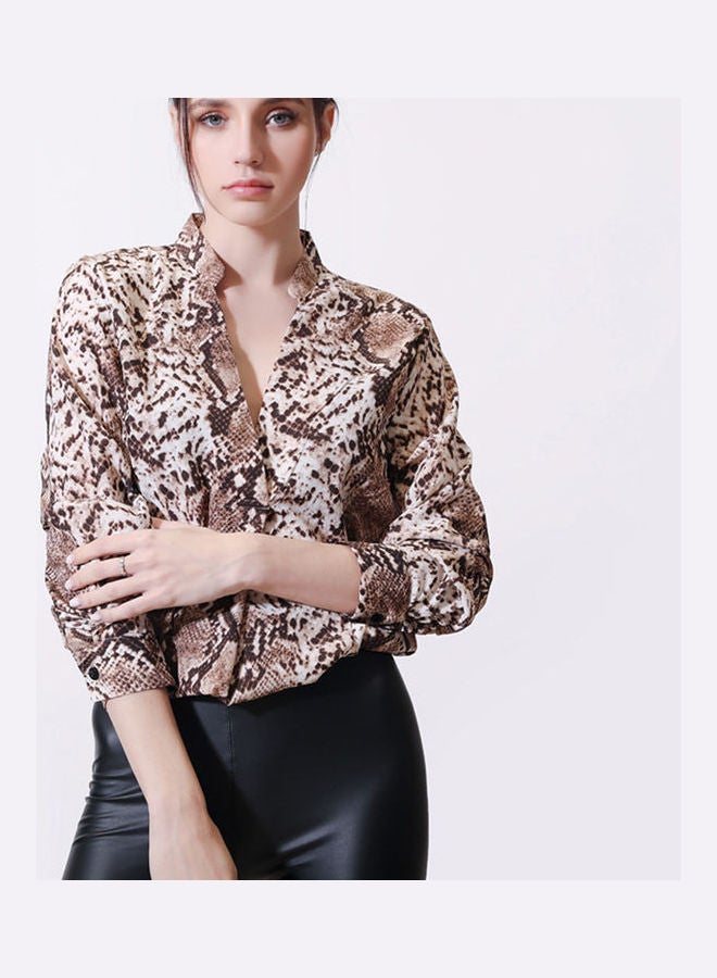 Generic Leopard Pattern Shirt Brown 