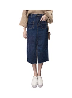 High Waist Pocket Design Skirt Blue