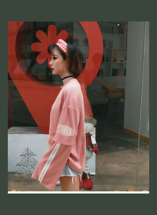 تيشيرت بتصميم هاراجوكو فريد وسميك وردي - Image 4