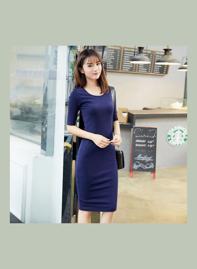 Round Neck Cotton Solid Colour Costume Dark Grey - Image 4