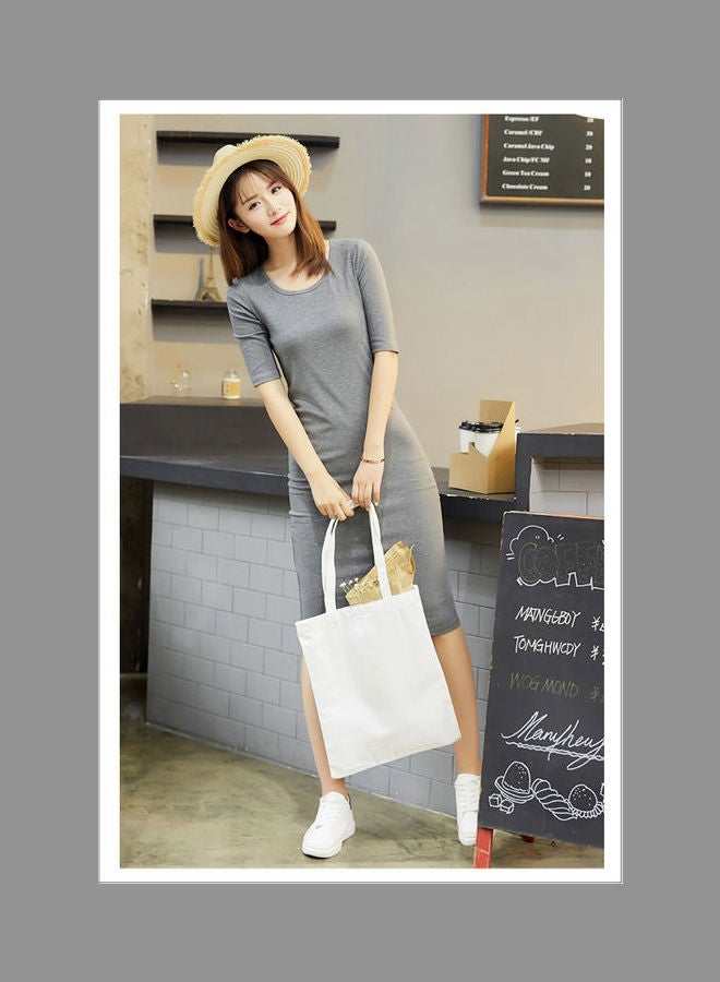 Round Neck Cotton Solid Colour Costume Grey - Image 1