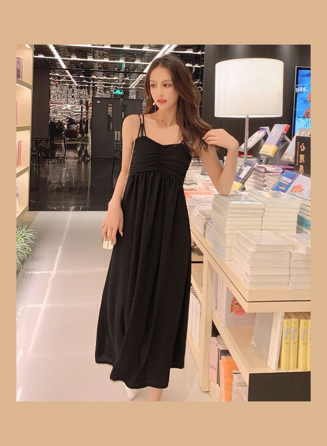 Solid Pattern Mid Waist Dress Black - Image 1