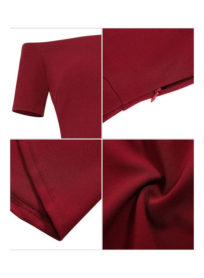 Missky Women's Straight Collar Dress Red - Image 5